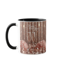 feliz ano novo 2026 caneca luzes champanhe
