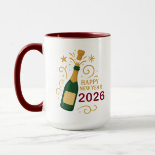 Feliz Ano Novo 2026 Champanhe Caneca Combo