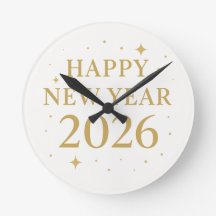 ✨ Feliz Ano Novo 2026 Relógio de Parede Elegante D