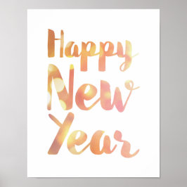 Feliz ano novo - Aquarela - Poster branco