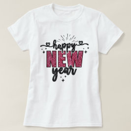 Feliz Ano Novo | Camiseta de Ano Novo com Brilho F
