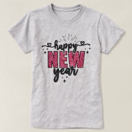 Feliz Ano Novo | Camiseta de Ano Novo com Brilho F
