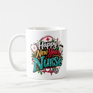 Feliz Ano Novo Caneca de Enfermeira Café de Nata