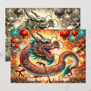 Feliz Ano Novo Chinês do Cartão Dragão