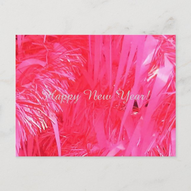 Feliz ano novo de Árvore de Natal rosa, cartão pos (Frente)