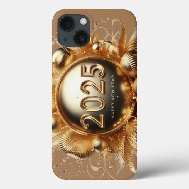 feliz ano novo de tipografia Dourada 2025 (Verso)