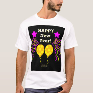 Feliz ano novo Deseja Camisa Básica Branca Masculi