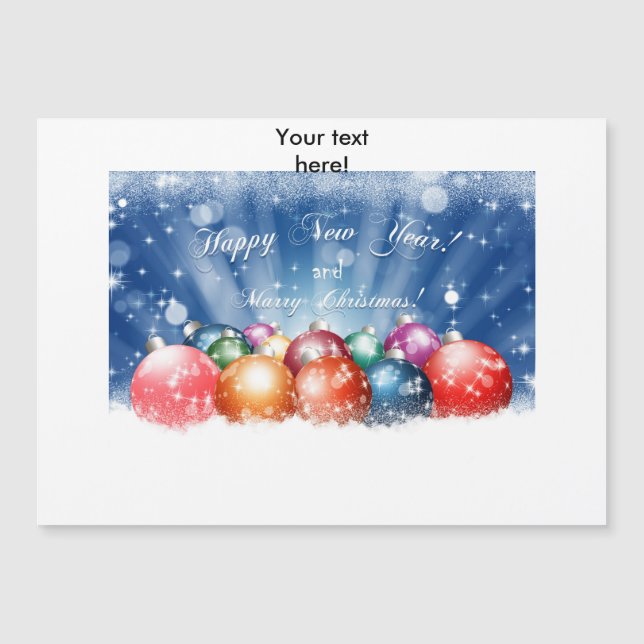 Feliz Ano Novo e bolas de Natal alegres (Frente)