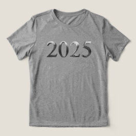 Feliz ano novo Elegante Faux Silver Numbers 2025