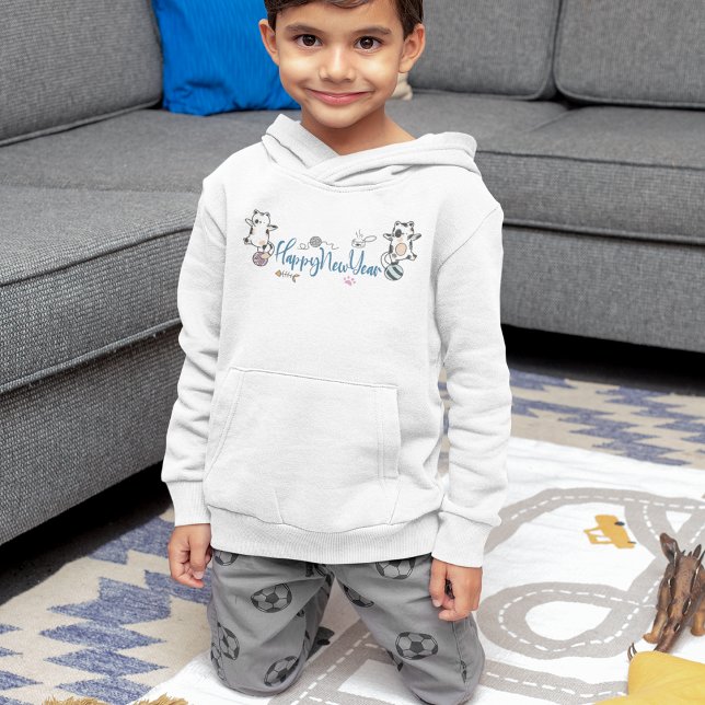 Feliz ano novo Entre Gatinhos Equilibrado Num Fio (Happy New Year Between Kittens Balanced On A Yarn Hoodie)