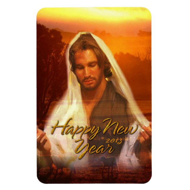 Feliz Ano Novo Jesus Ímã Premium (Vertical)