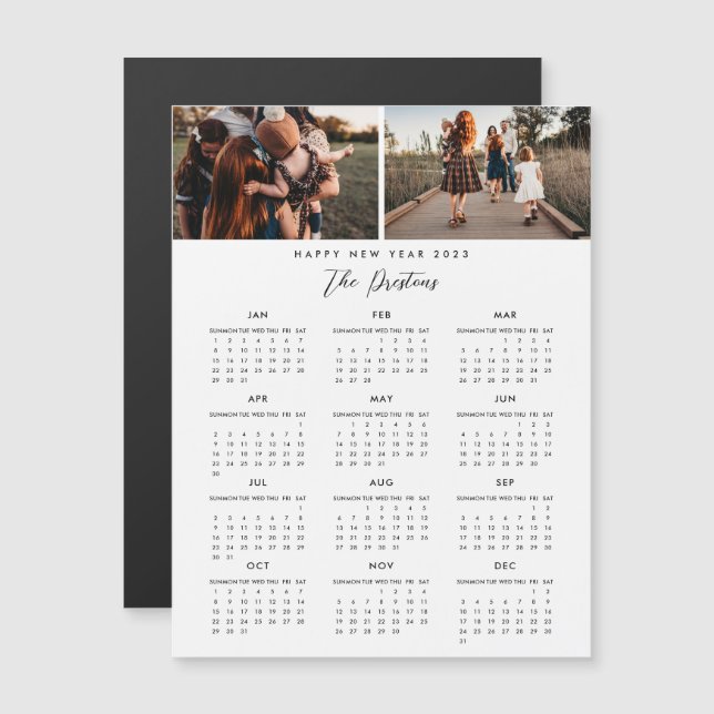 feliz ano novo Magnético do Calendário 2023 (Frente/Verso)