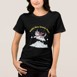 Feliz Ano Novo Nevado 2026 Presente de Gato Fofo d