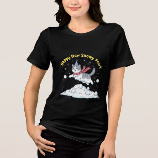 Feliz Ano Novo Nevado 2026 Presente de Gato Fofo d