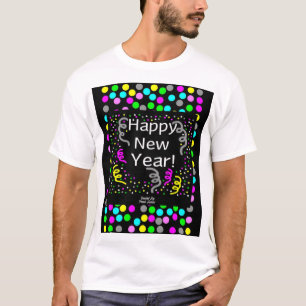 Feliz ano novo Saudações Camisa Básica Branca Masc