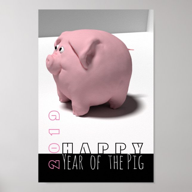 Feliz Ano PIg 2019, Poster vertical 3D giro (Frente)