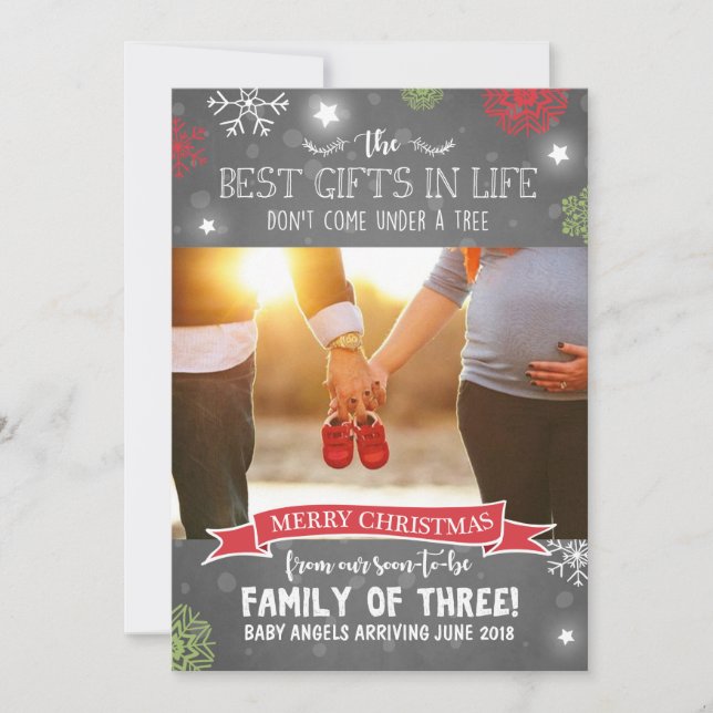 Feliz anúncio de gravidez no Natal Rustic (Frente)