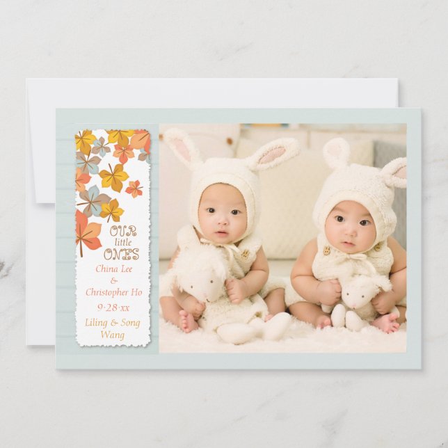 Feliz Anúncio de Nascimento da Foto do outono (Frente)