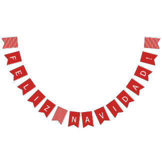 Feliz bandeiras vermelhas e brancas de Navidad da