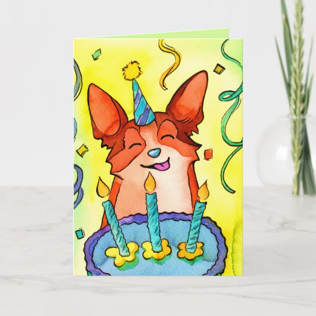 Feliz Barkday! Cartão de aniversário Corgi (Frente)