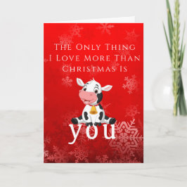 Feliz Bela Vaca Bebê Natal Vermelho Cartão