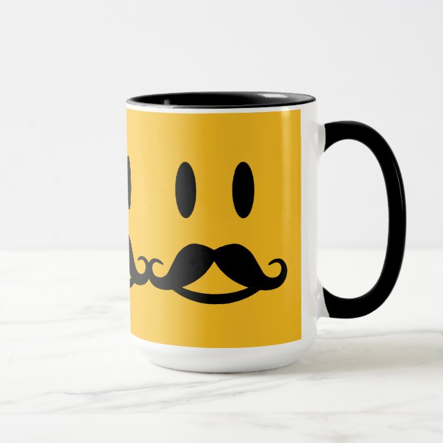 Feliz bigode Smiley canecas personalizadas (Direita)