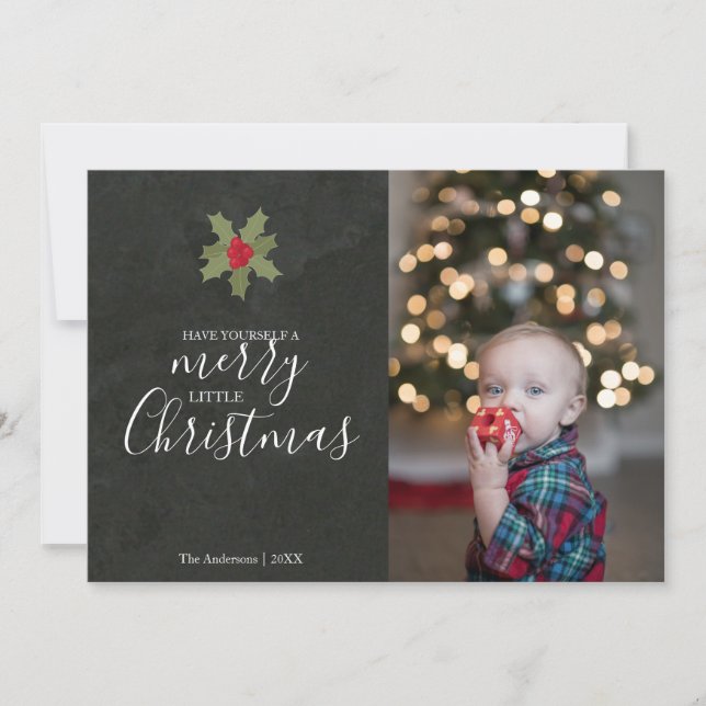 Feliz Bonita Foto de Natal Holly (Frente)