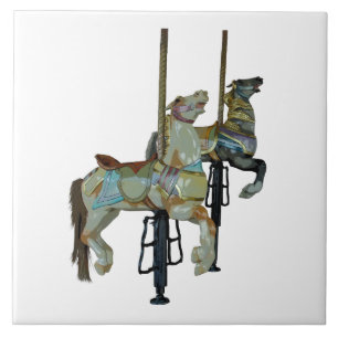 Feliz bonito Percorrer Cavalos Carrossel Azulejo c
