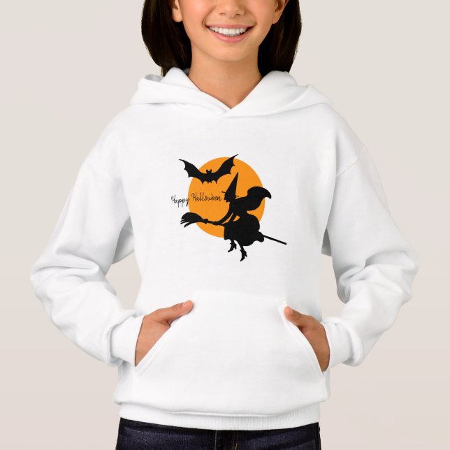 Feliz Bruxa Voadora do Halloween e Bat (Frente)