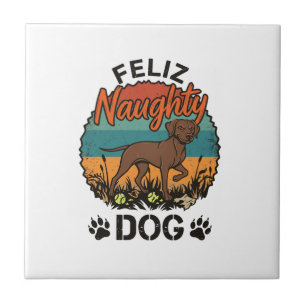 Feliz Cachorro Travesso Marrom Retrô Sol Pegadas d