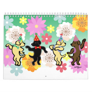 Feliz Calendário do Cartoon Labrador Retriever