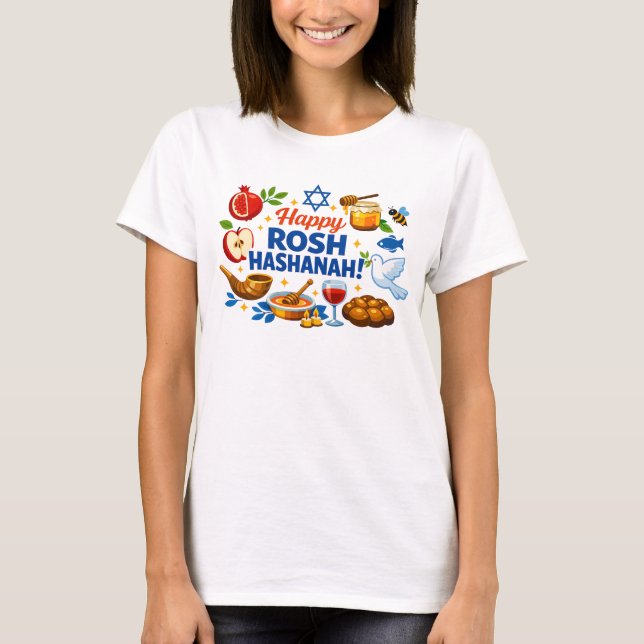 🍯 🍎🐟  Feliz Camisa de Celebração de Rosh Hashan (Frente)