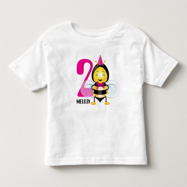 Feliz Camiseta de Bee Girl para o aniversário da m (Frente)