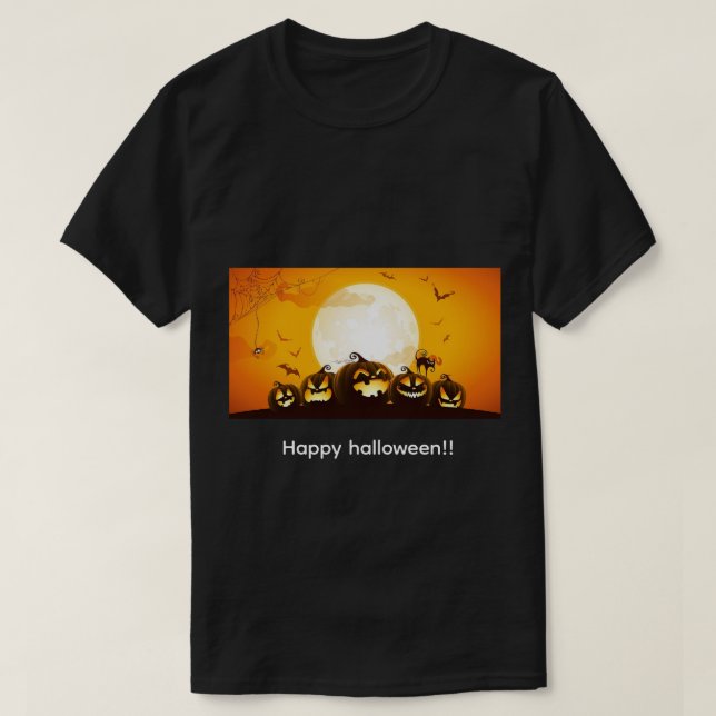 Feliz Camiseta de Halloween Pumkins (Frente do Design)