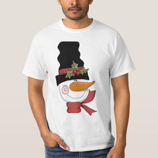 Feliz Camiseta e presentes de boneco de neve (Frente)