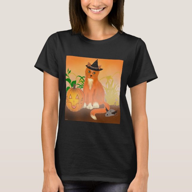 Feliz Camiseta Meow-Lloween (Frente)