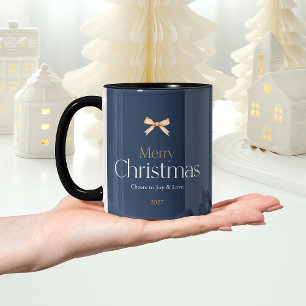 Feliz caneca de Natal com Arco Dourado