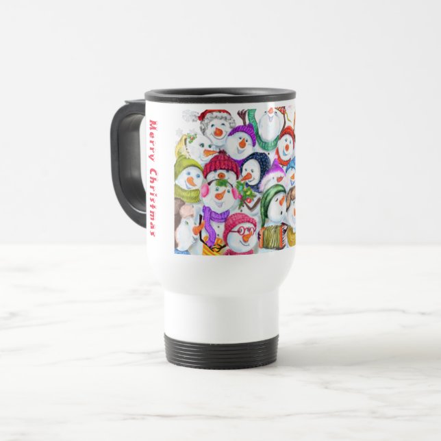 Feliz Caneca de viagem de Natal de Snowman (Frente Esquerda)