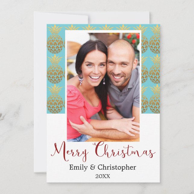Feliz Cartão com fotos de Férias de Pineapple de N (Frente)
