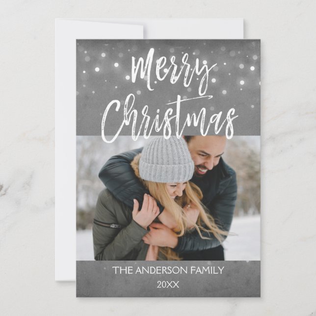 Feliz Cartão com fotos de inverno de Natal (Frente)