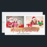 Feliz Cartão com fotos de Letras com Mão de Natal<br><div class="desc">Feliz Cartão com fotos de Manuscrito de Natal. A foto e o texto deste script de pincel com letra manual podem ser atualizados e personalizados com sua foto e seu nome de família.</div>