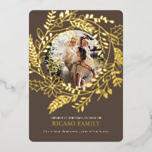 Feliz Cartão com fotos de Wreath de Natal