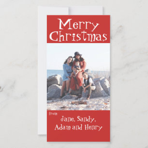 Feliz Cartão com fotos Vermelho de Natal