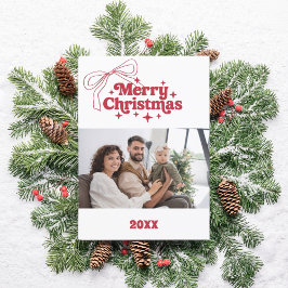 Feliz cartão com fotos vermelho do arco de Natal