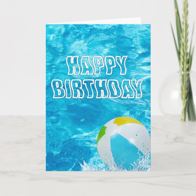 Feliz Cartão de Água de Piscina de Aniversário (Frente)
