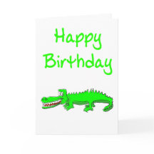 Feliz cartão de aniversário com crocodilo de desen