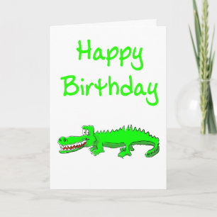 Feliz cartão de aniversário com crocodilo de desen