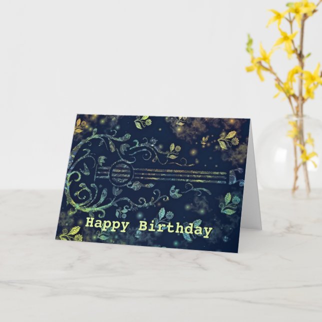Feliz Cartão de Aniversário com Flores de Violão M (Flor Amarela)