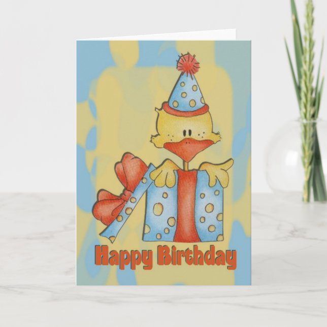 Feliz Cartão de Aniversário com Pato (Frente)