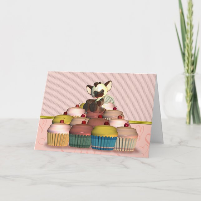 Feliz cartão de aniversário com pequeno anjo de ga (Frente)